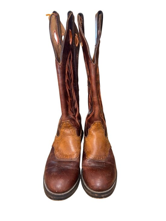Two Tone Wing Tip Road Wolf Brown Tan Leather Western Cowboy Rodeo Boot Men’s 7W main image 6